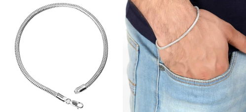 Silver Plain Bracelet For Men