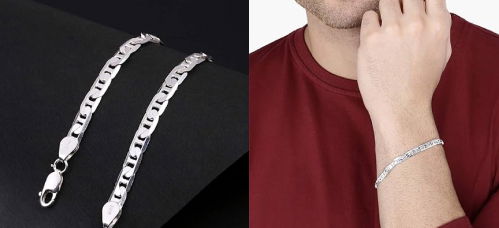 Sterling-silver and Bracelet for Men