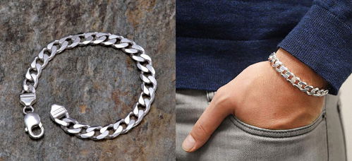 Silver Curb Bracelet for Men