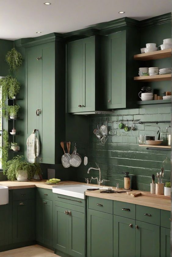 sage green kitchen colour