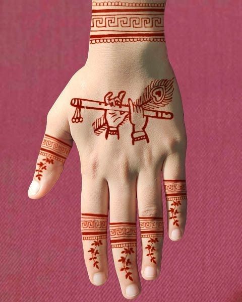 lord krishna simple mehndi design