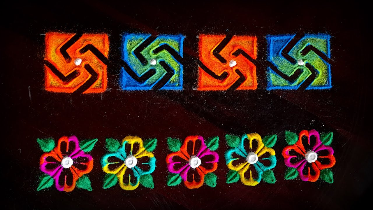 swastik border designs rangoli