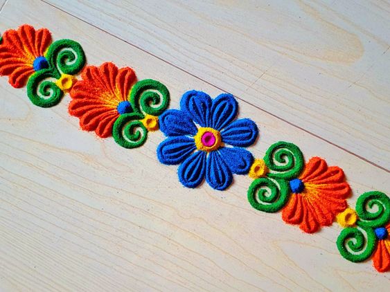 Colourful border rangoli