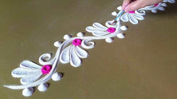 Freehand border rangoli design
