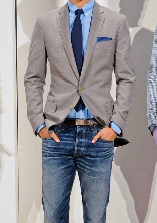 gray blazer with jeans