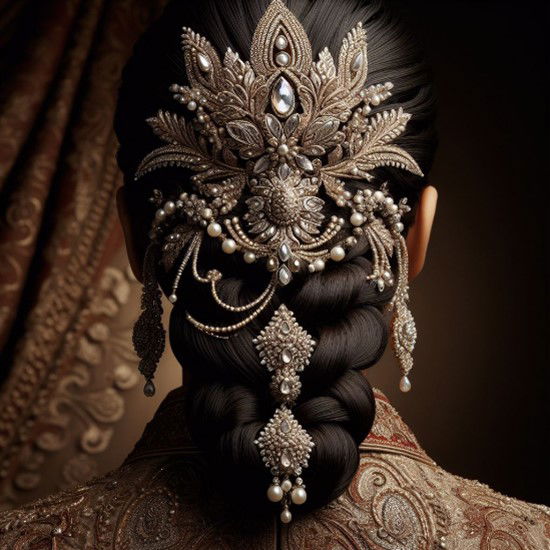 The Regal Jadau Maang Tikka Braid