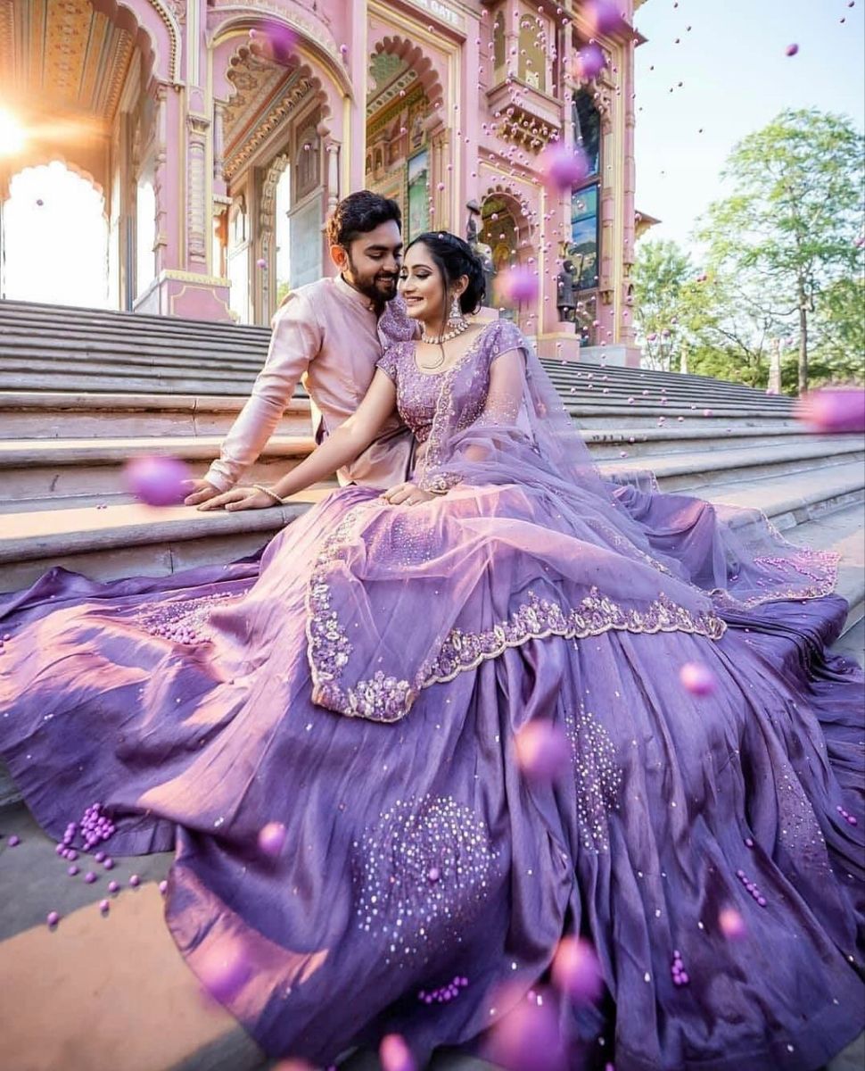 purple couple engagement dress