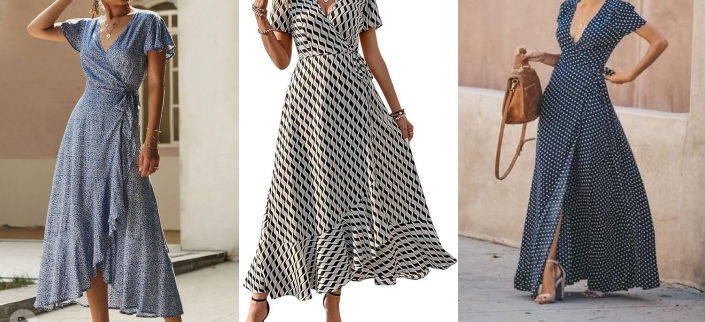 Wrap Style Maxi Long Dress for Women