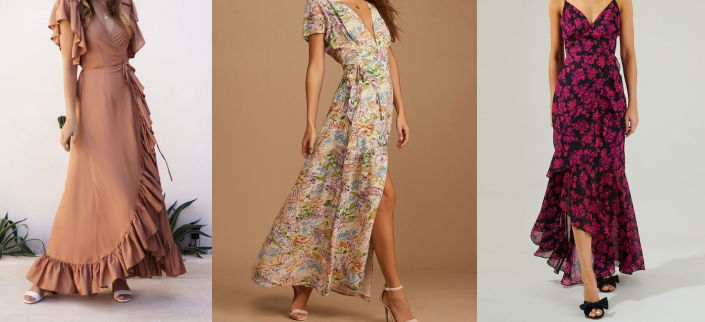 Wrap Bodice Maxi Long Dress for Women