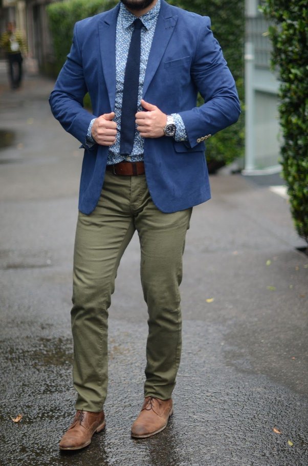 Blue Blazer with Green Pants matching shirt