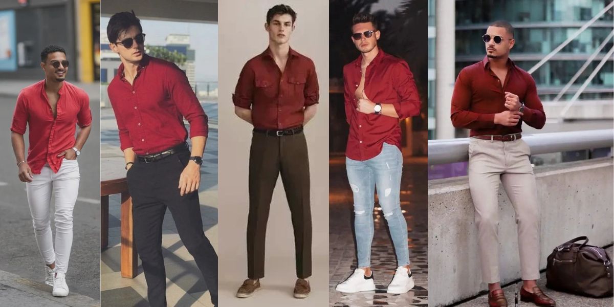 red shirt combination ideas for men