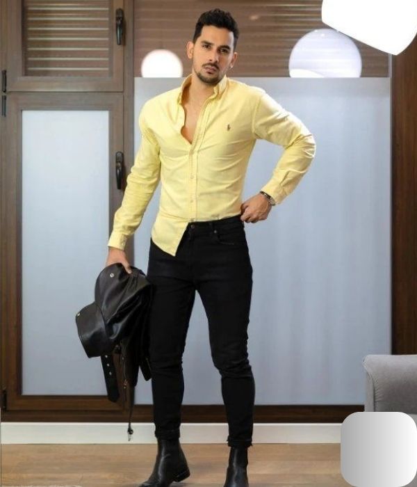 Yellow Shirt and Black Jeans Combo