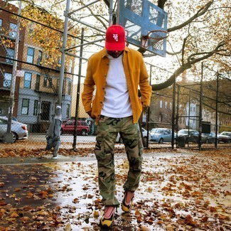 Yellow Shirt and Camo Pants Combo | yellow shirt matching pant