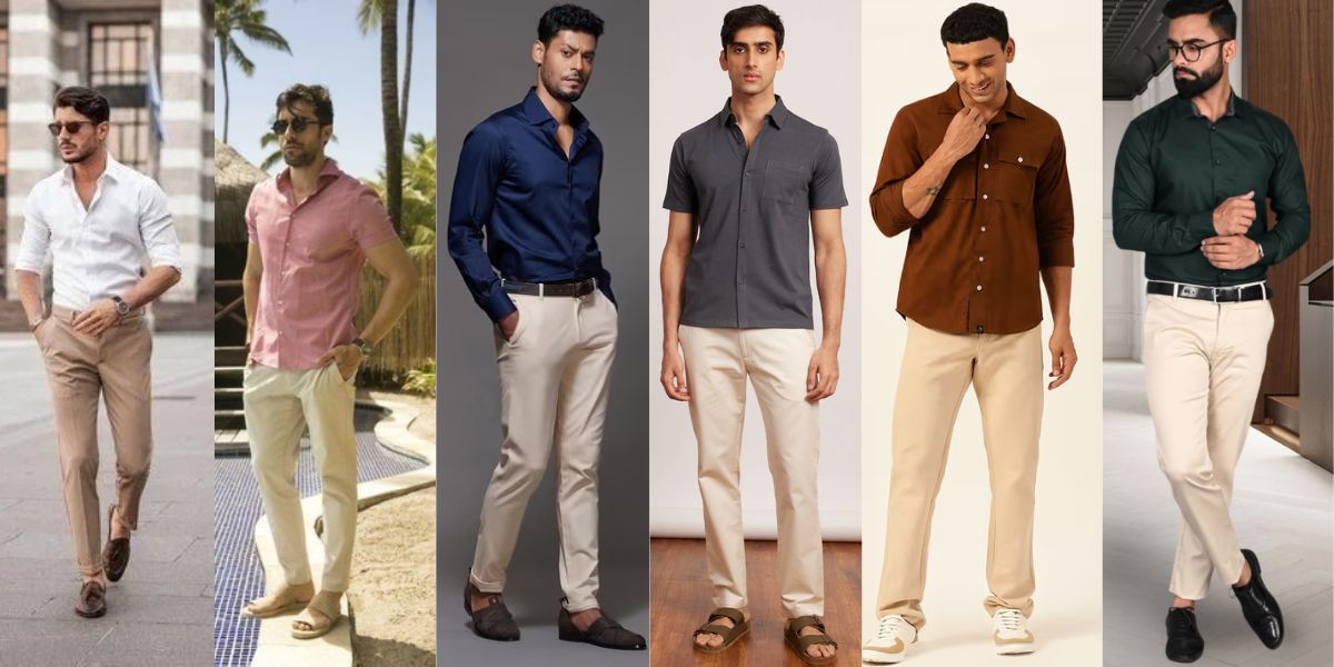 cream pant combination shirt