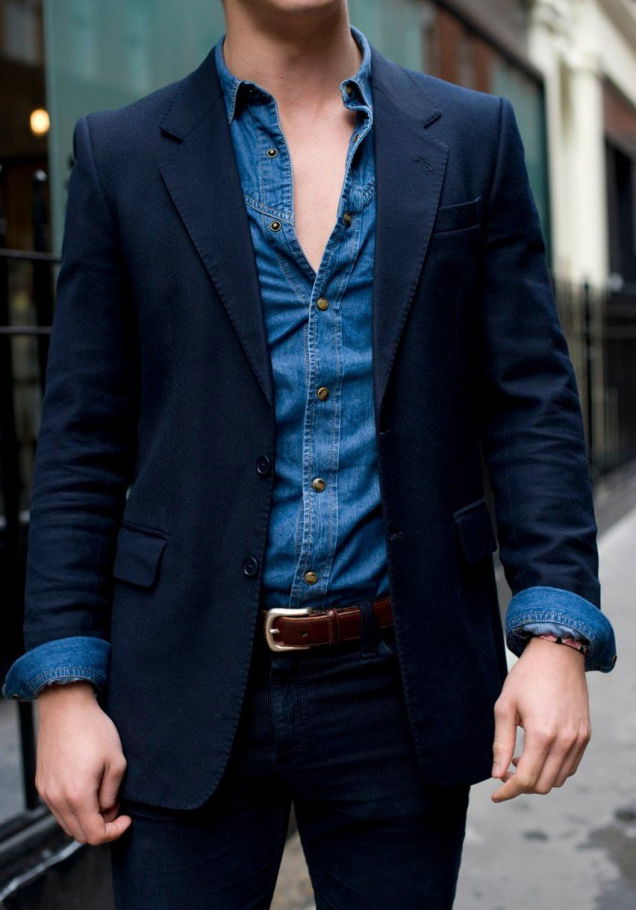 Denim Shirt With Blazer | Denim Shirt Combination