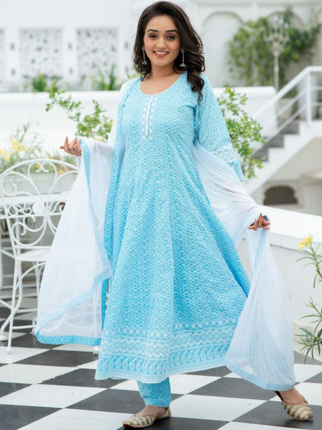 Blue Chikankari Kurta for Women
