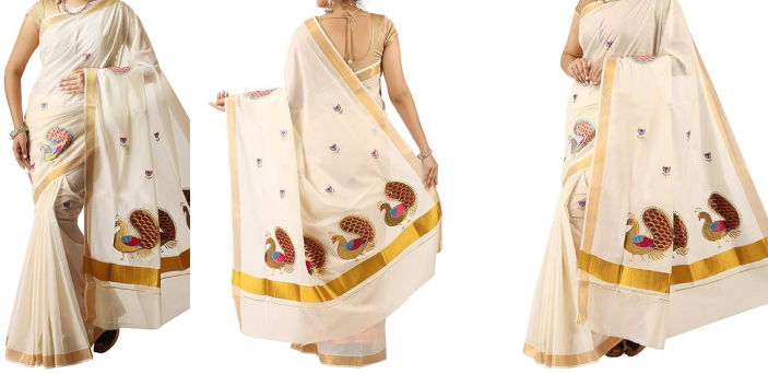 White Kerala Cotton Saree