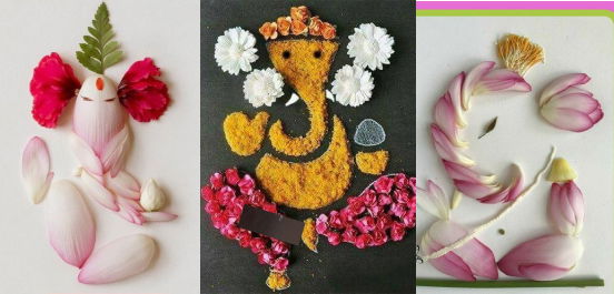 Flower Ganesh Rangoli Design
