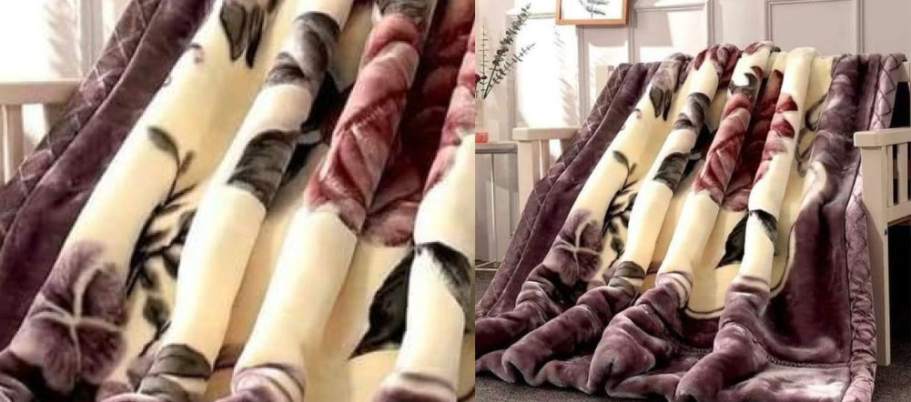 Flower Printing Soft Flannel Fleece Double Bed Blanket