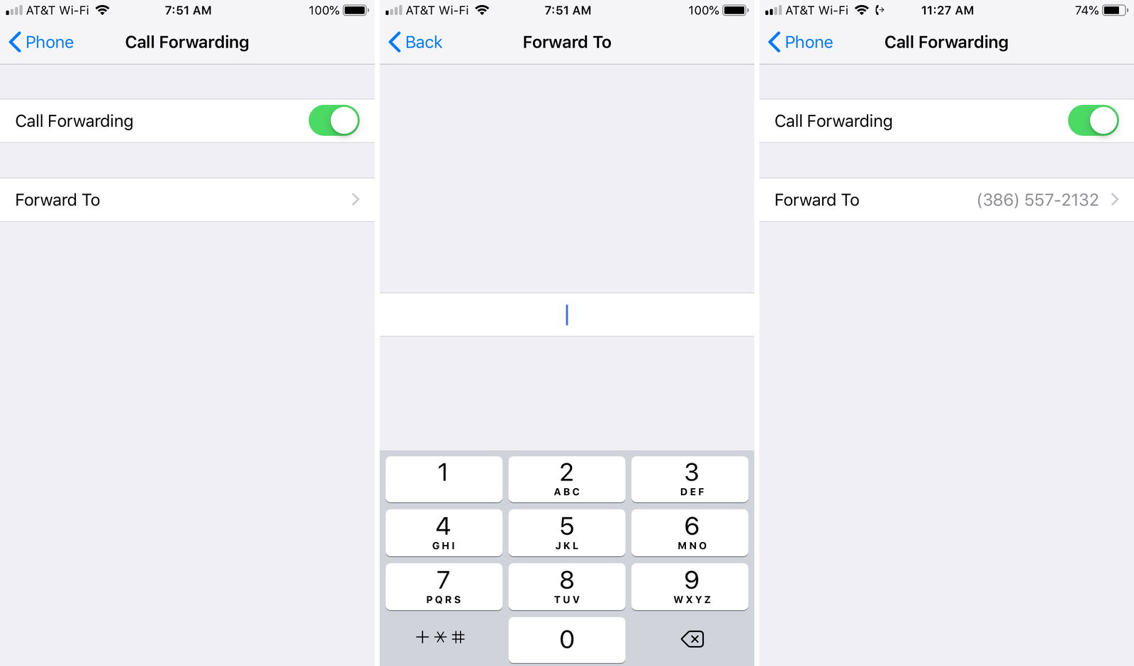 Activating or deactivating call forwarding on iPhone