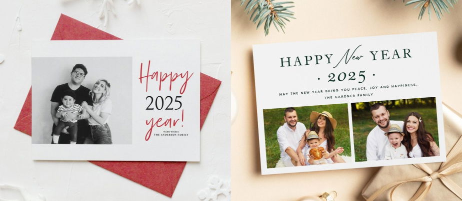 Happy New Year 2025 Greeting Card with Photo | Tempelate