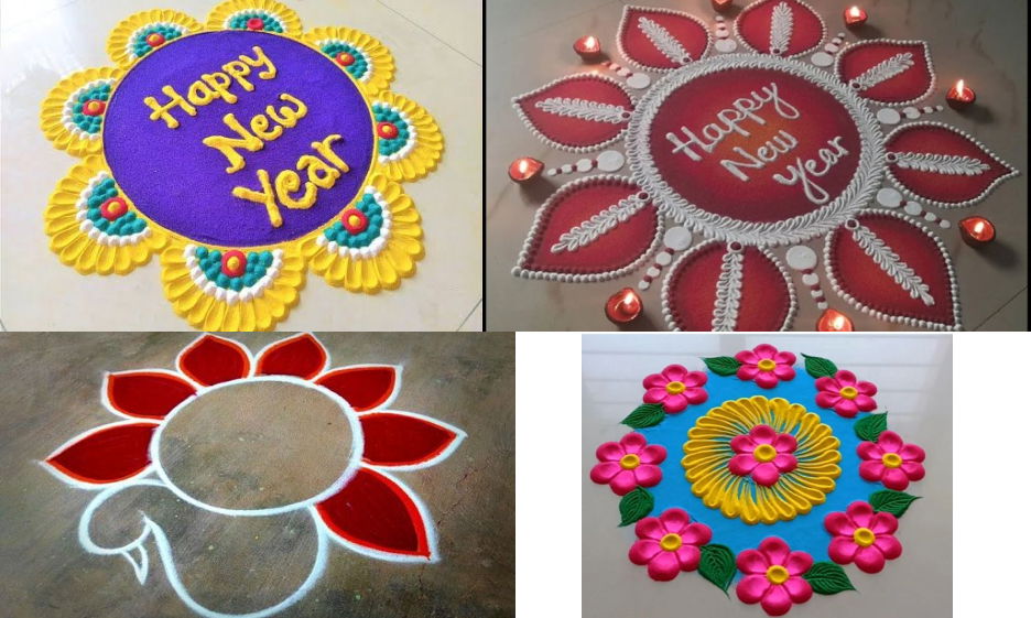 Colourful New Year Rangoli Designs