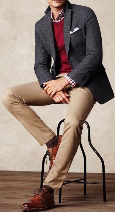 Burgundy TShirt with Blazer