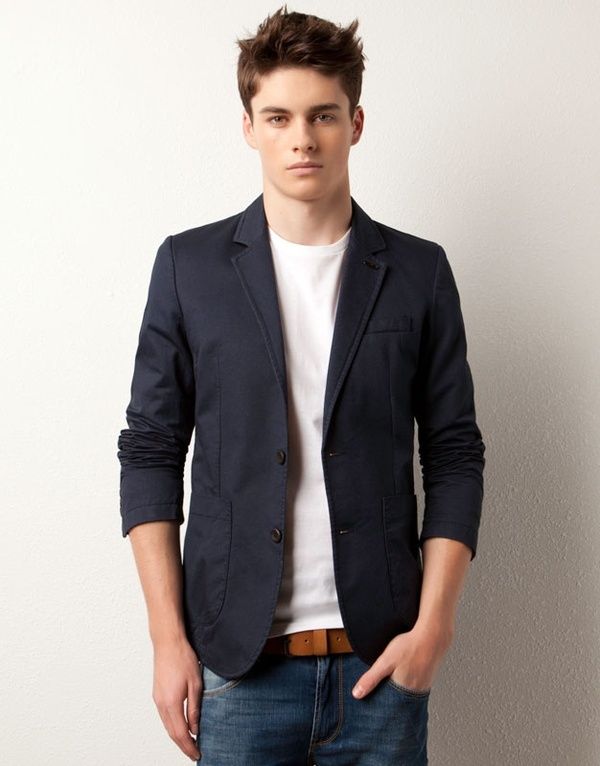 White T-shirt with Navy Blazer