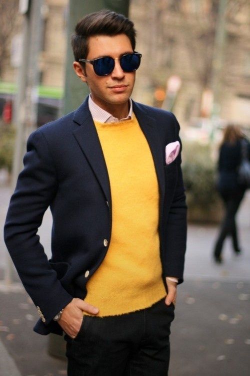 yellow T shirt with Blazer combination