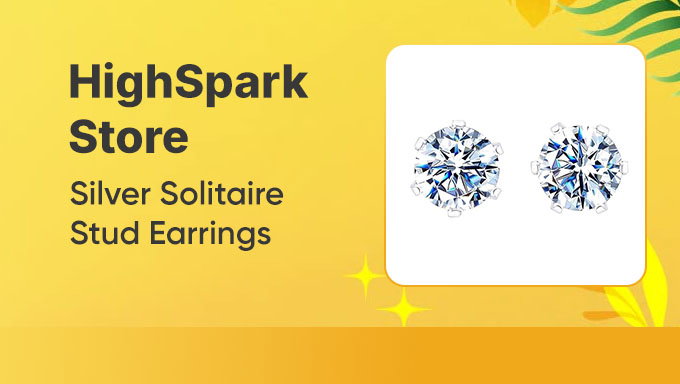 Silver Solitaire Stud Earrings On HighSpark Store