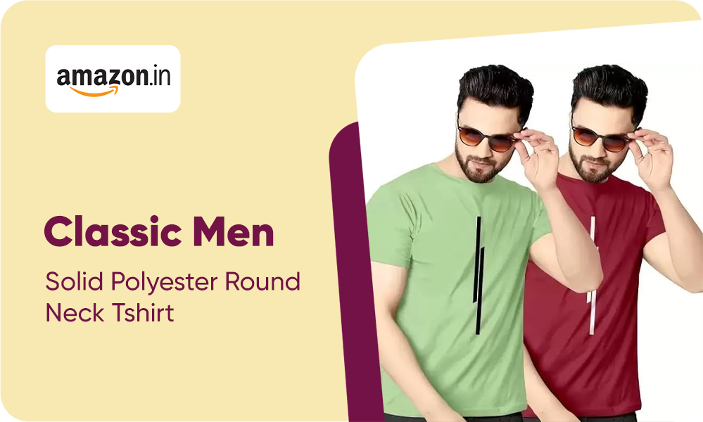 Buy Solid Polyester Round Neck T-Shirts For Men