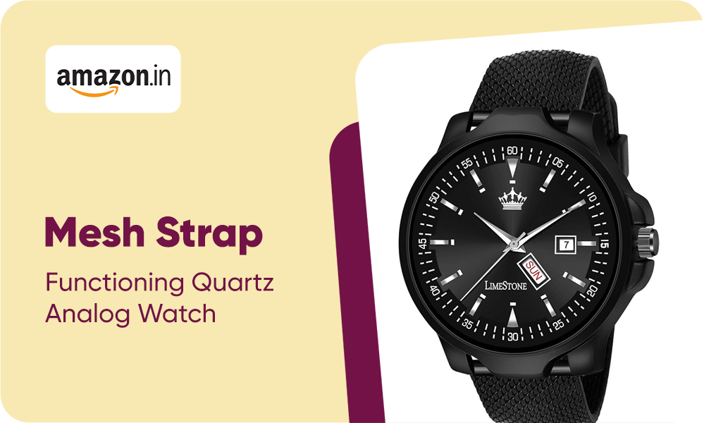 Buy Mesh Strap All Black Quartz Analog Watch For Men