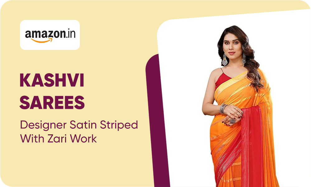 Buy Kashvi Designer Saree With Satin Striped With Zari Work Georgette Material