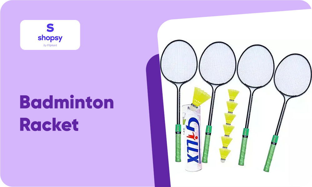Omshiva Badminton Racket Pack Of 4 Pcs With 6 Plastic Shuttles 