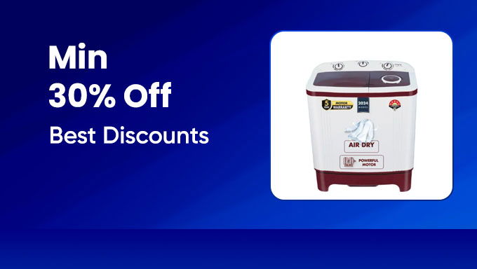 Min 30% Off On Washing Machines