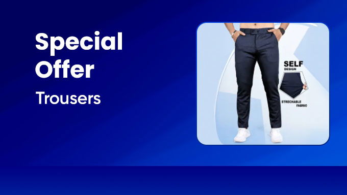 Trousers | Self Design | Stretchable Fabric | Special Offer