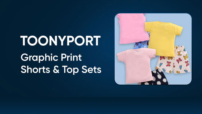 Toonyport | Graphic Shorts & Tops Set | Starting ₹296