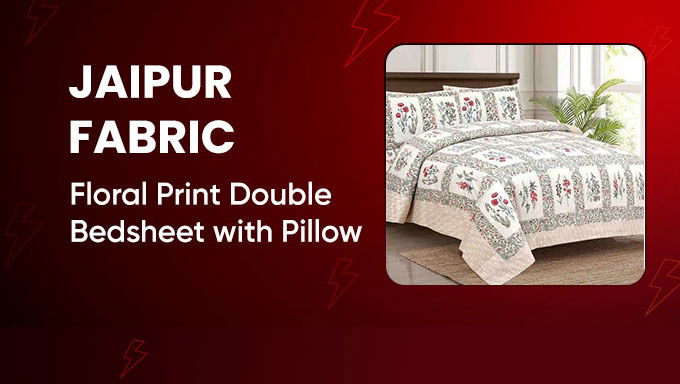 Floral Elegance | Jaipur Fabric Double Bedsheet & Pillow Set