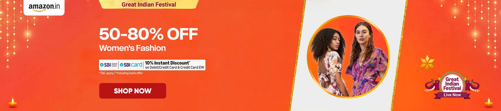 Amazon GREAT INDIAN FESTIVAL Sale Offers on Women's Clothing