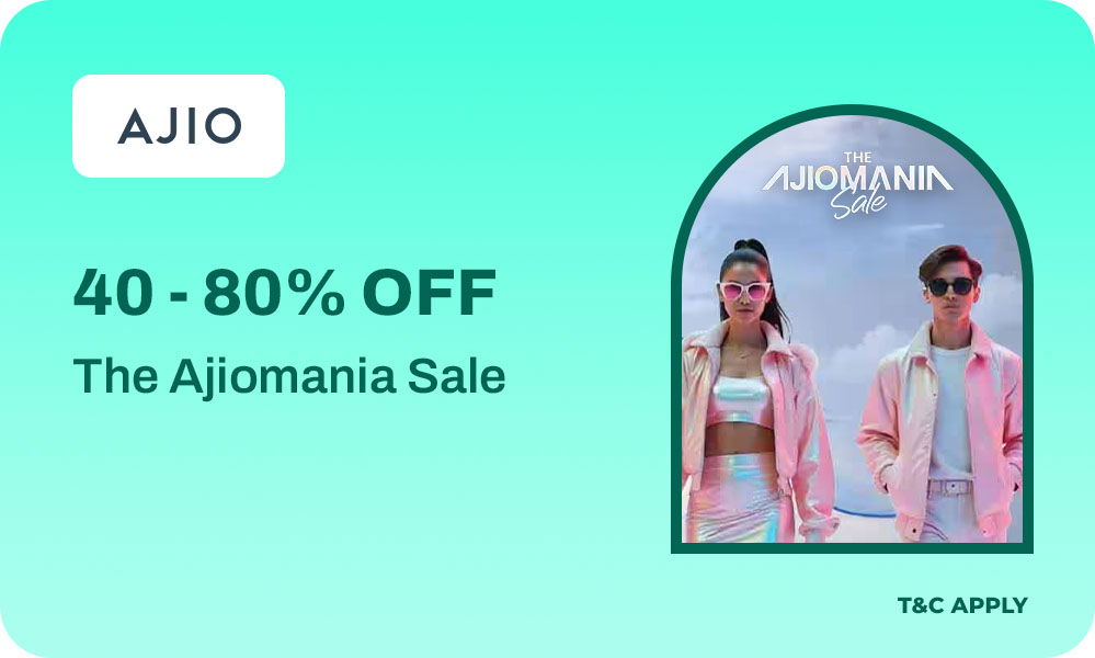 AJIO MANIA SALE | Min 40% – 80% Off + Extra 10% Off on Rs.1,990 + 10% Bank Off + Cashback