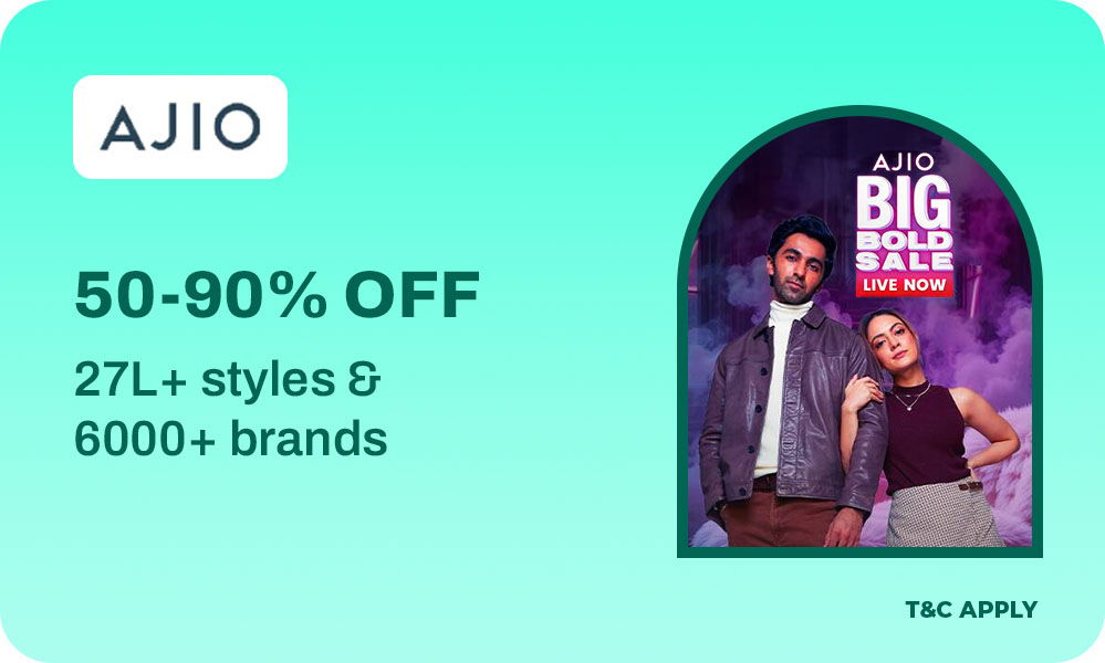 Ajio Big Bold Sale - Enjoy 50% – 90% OFF + Extra 10% Bank Off