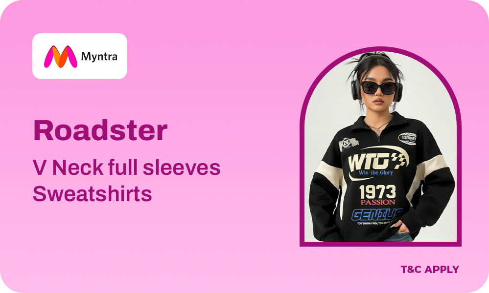 Roadster The Lifestyle Co Printed V Neck Full Sleeves Sweatshirts
