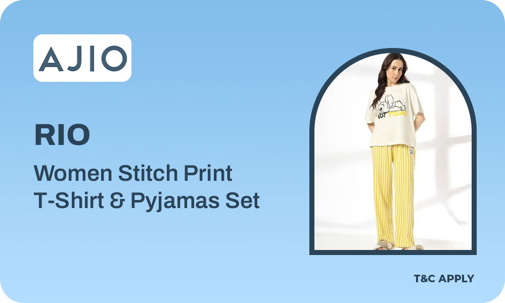 Buy RIO Women Stitch Print T-Shirt & Pyjamas Set