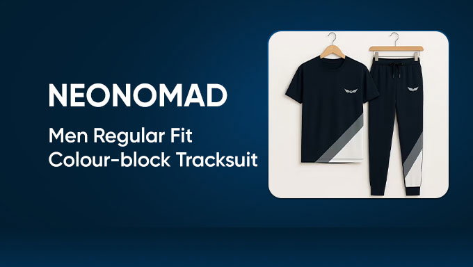 Men’s Colorblock Tracksuit | Flat 71% Off on Stylish Regular Fit Set