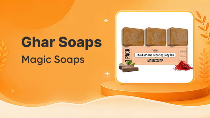 Ghar Soaps Sandalwood & Saffron Magic Soaps For Bath (300 Gms Pack Of 3