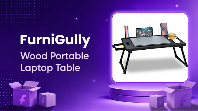 FurniGully Wood Portable Laptop Table | Work & Study in Comfort