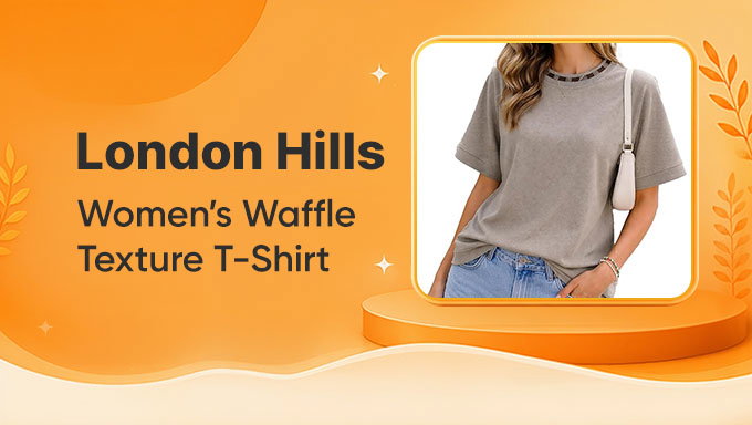 London Hills Women's T-Shirt | Trendy Waffle Texture Tees for Everyday Wear