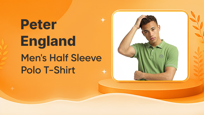 Peter England Men's Polo T-Shirt | Cotton Rich Regular Fit Half Sleeve Tee