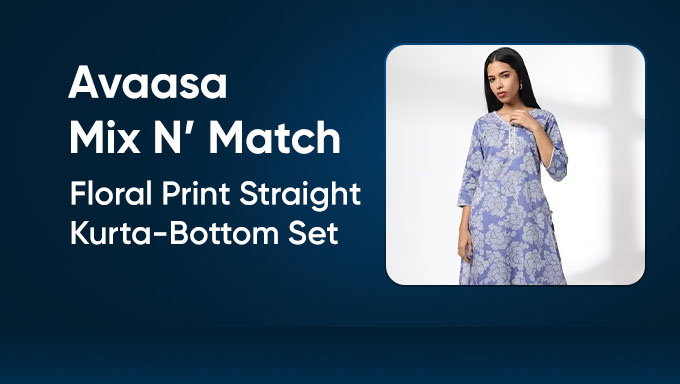 AVAASA Floral Kurta Set | Women's Straight Kurta & Bottom Set