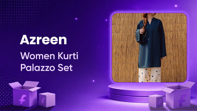 Azreen Women's Kurti Palazzo Set | Flat 81% Off on Cotton Blend Ethnic Set